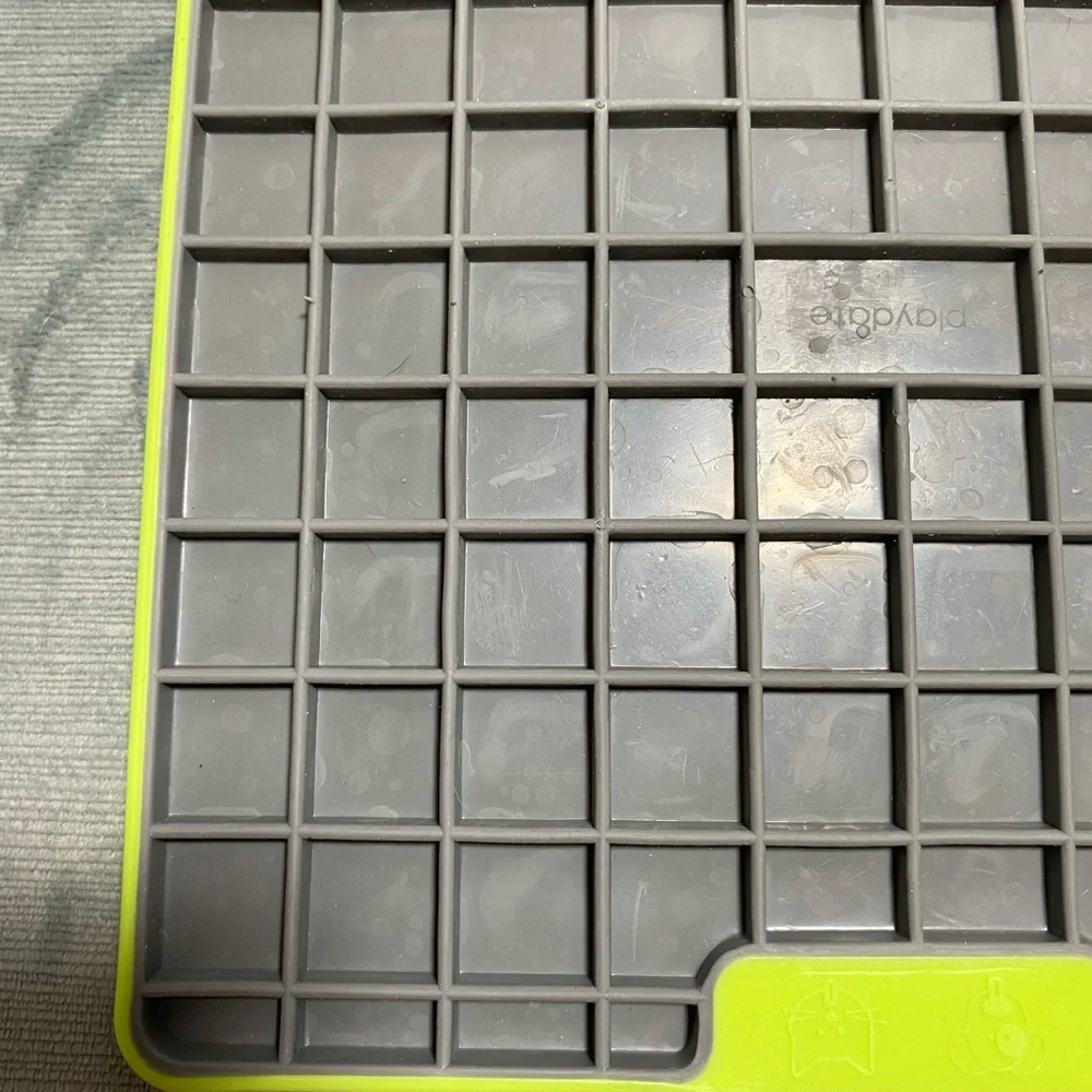 LickiMat Tuff Paw-Shaped & Square Dog Lick Mats Gray Green Red for Dogs med big